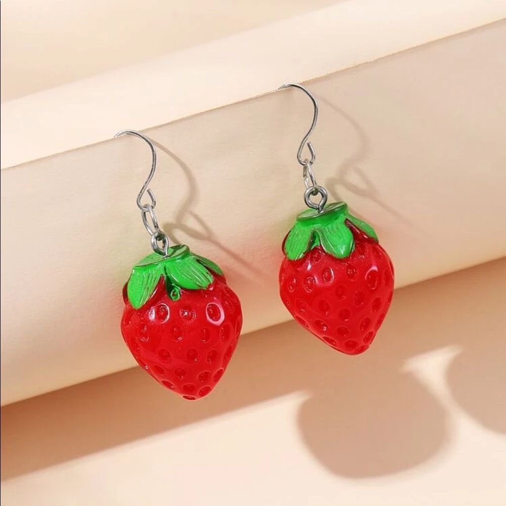 3/$30 CUTE STRAWBERRY DROP EARRINGS